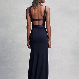 crepe and velvet bridesmaid dress with open back